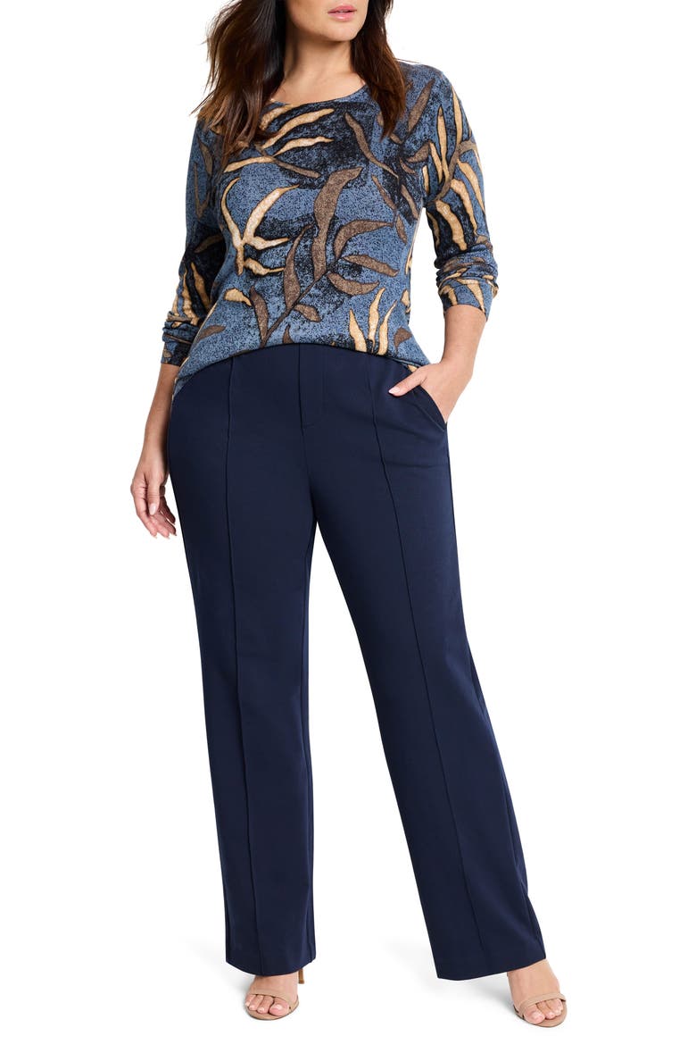Pintuck Pleated Wide Leg Knit Pants, Alternate, color, DARK INDIGO