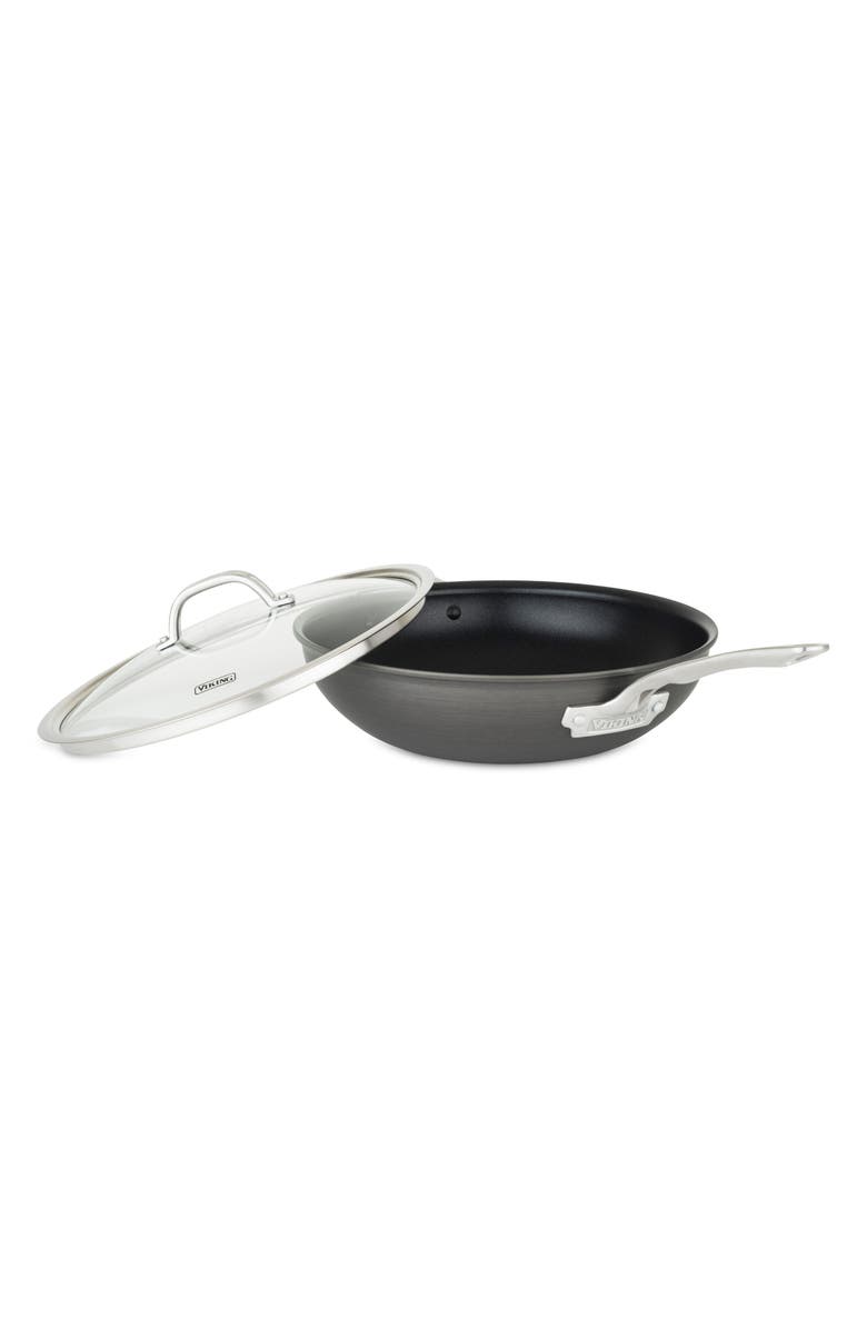 Viking Hard Anodized Nonstick 12-Inch Chef Pan with Lid, Alternate, color, Dark Grey