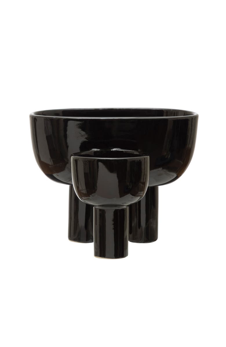 Storied Home Stoneware Planter with 2 Sections, Black, Main, color, Black