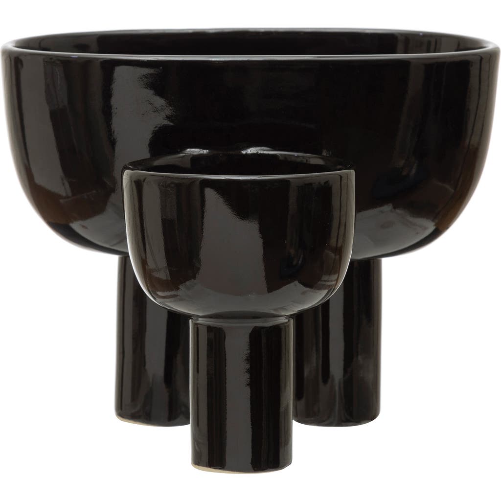 Storied Home Stoneware Planter With 2 Sections, Black