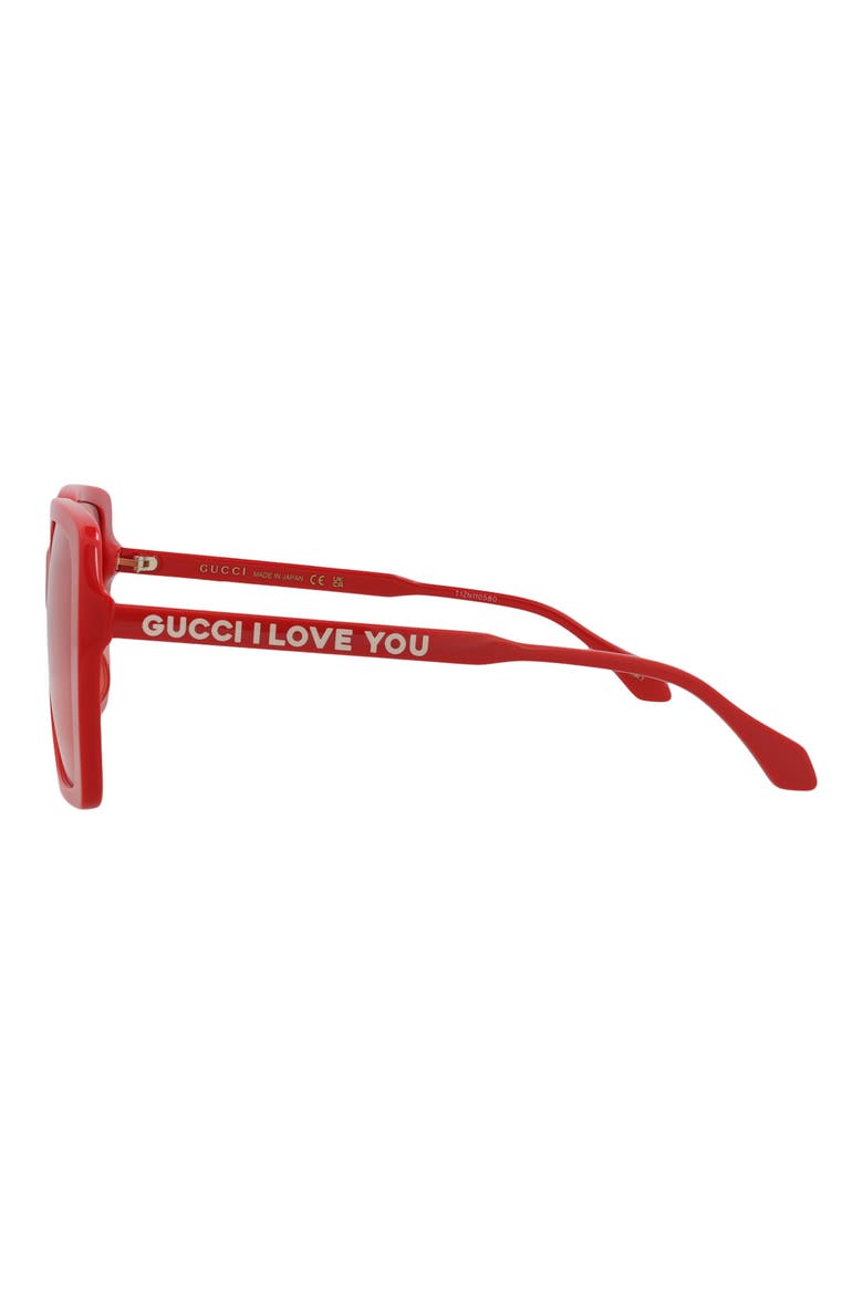58mm Square Sunglasses, Alternate, color, RED RED RED