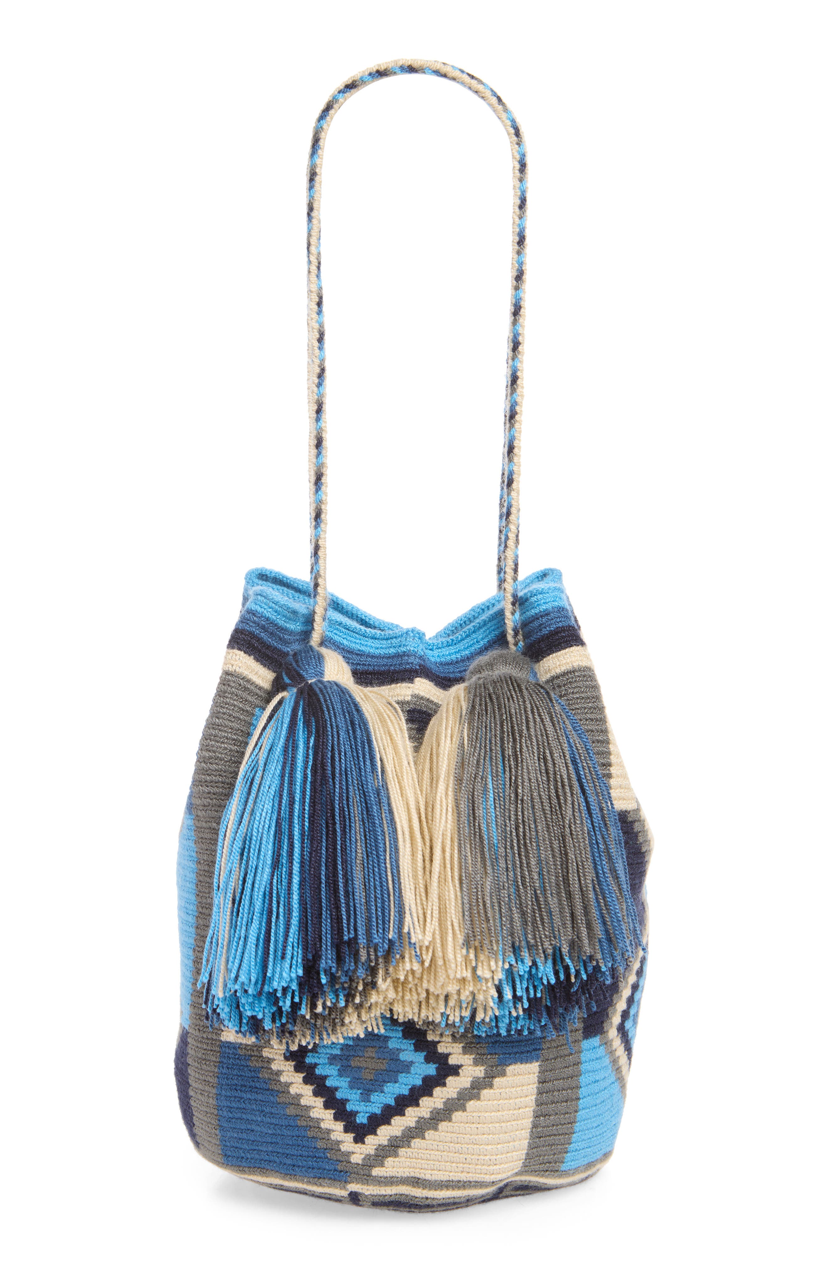 Wayuu Woven Pouch, Alternate, color, BLUE/ MULTI 899