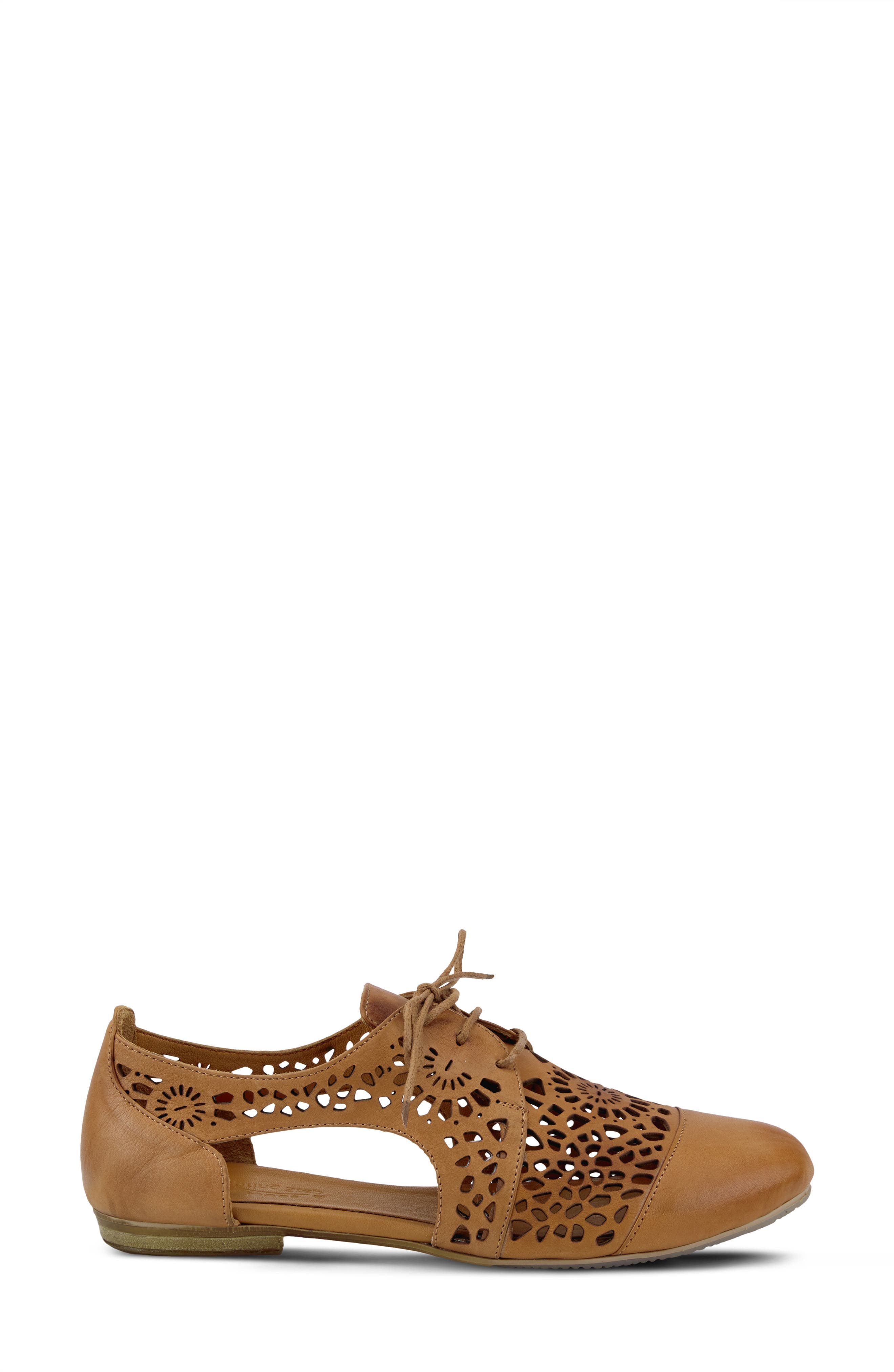 Theone Cutout Derby Flat, Alternate, color, CAMEL LEATHER