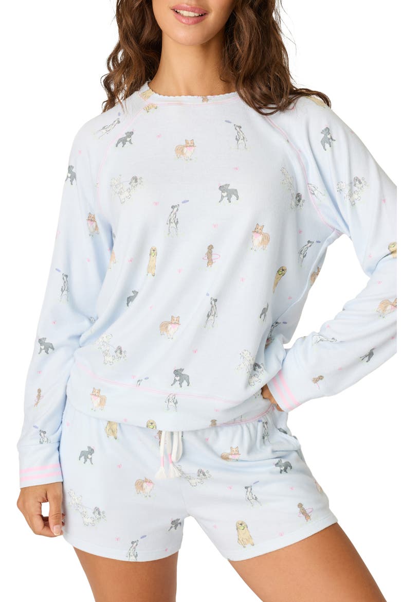 Bark Park Jersey Pajama Top, Main, color, BLUE ICE