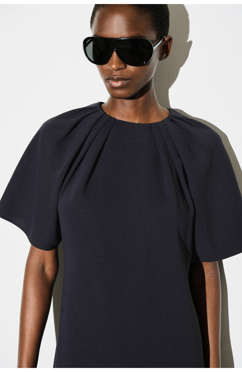 COS Gathered Short-sleeved Mini Dress, Alternate, color, Navy