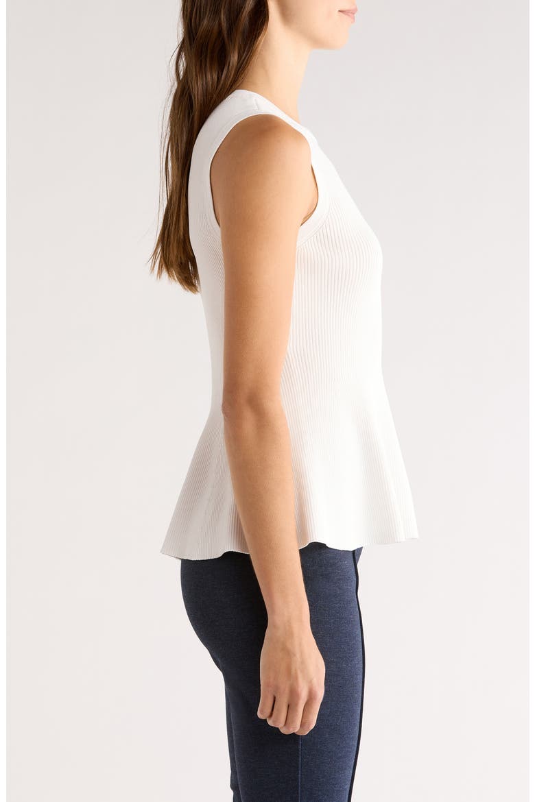 Sleeveless Peplum Rib Top, Alternate, color, ANTIQUE WHITE