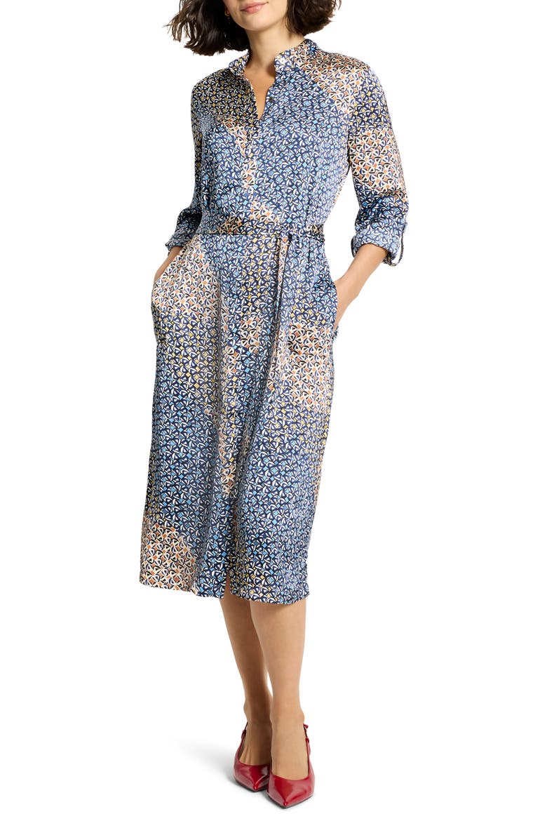 Blair Monogram Long Sleeve Shirtdress, Main, color, BLUE MULTI