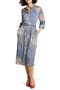 Mandarin Collar Knee Length Wrap Dress