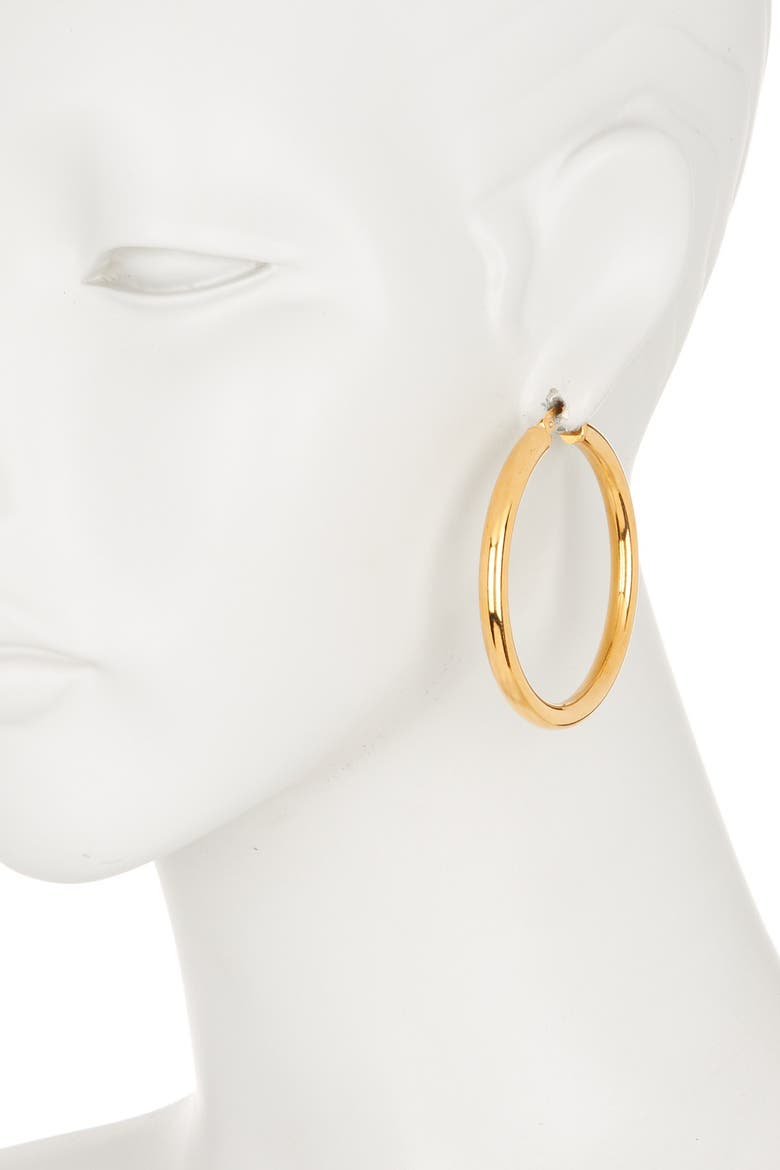 Thick Hoop Earrings 40mm, Main, color, YELLOW