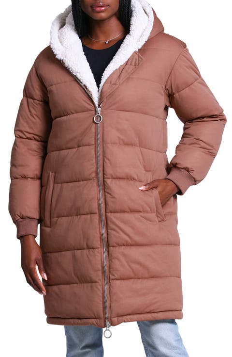 Thermal Puff™ Faux Shearling Lined Hooded Puffer Coat