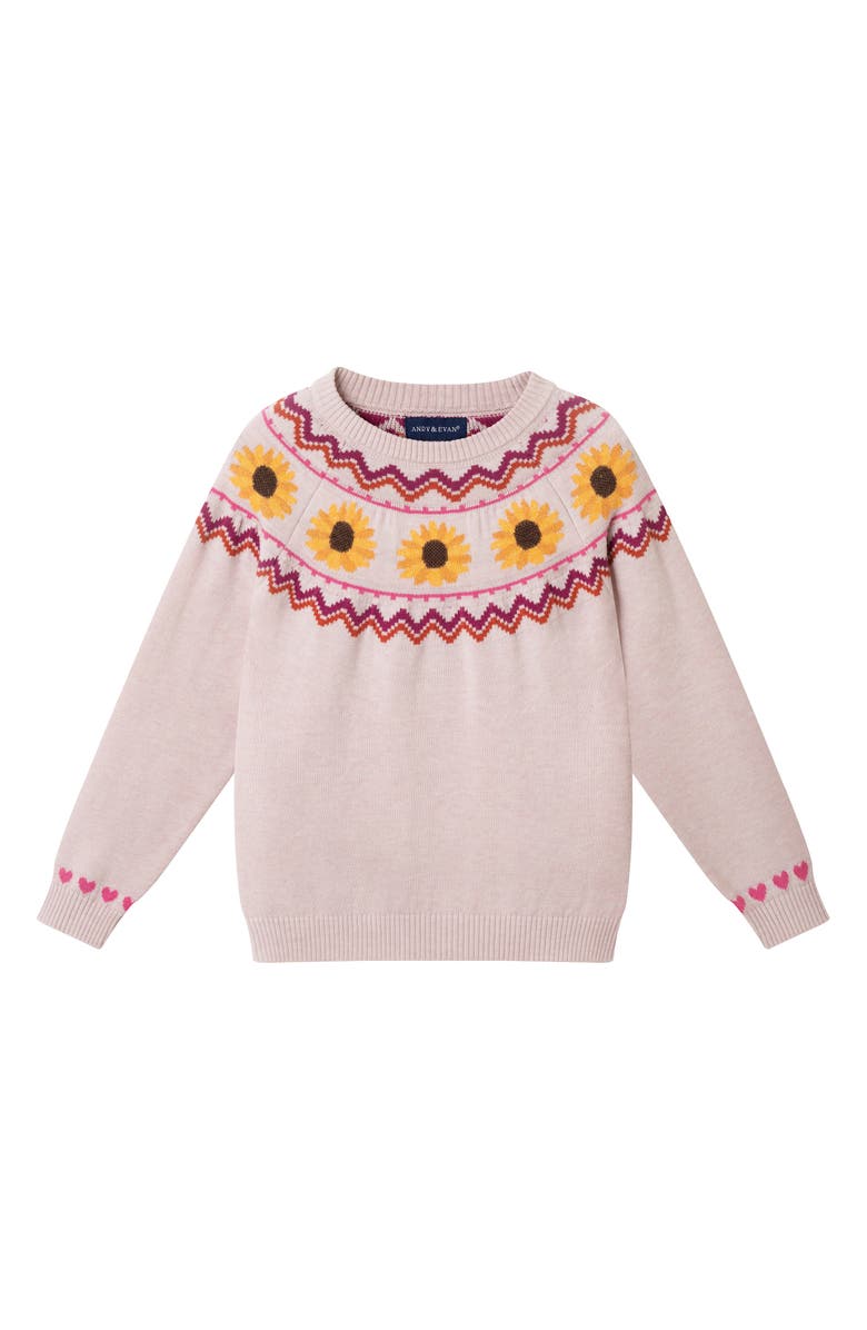 Andy & Evan Kids' Sunflower Sweater & Skirt Set, Alternate, color, Oatmeal