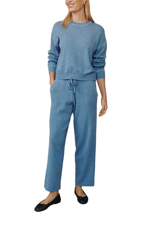 Bella Dahl Whipstitch Crewneck Sweater In Blue