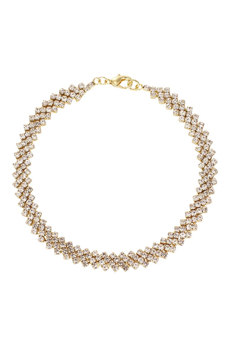 Crystal Curb Chain Anklet, Main, color, GOLD