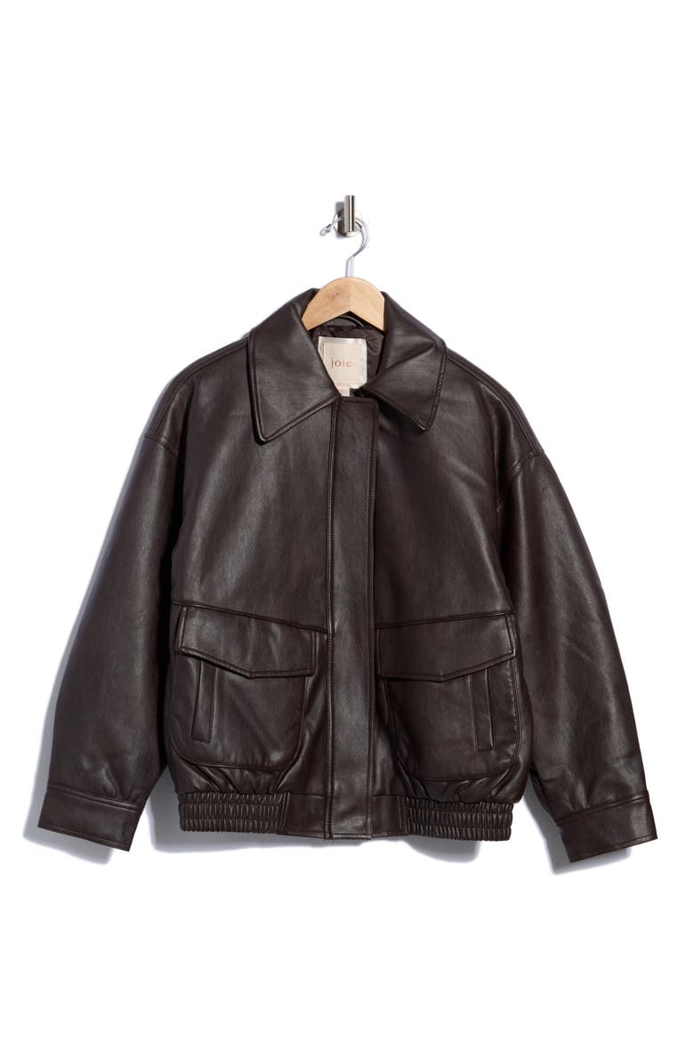 Oversized Faux Leather Jacket, Main, color, CHOCOLATE BROWN