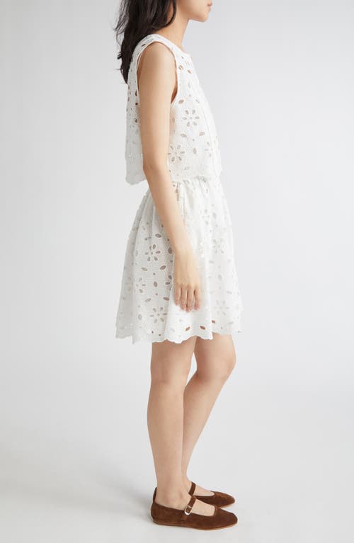 Milly Nicolette Floral Eyelet Two-piece Look Dress In White