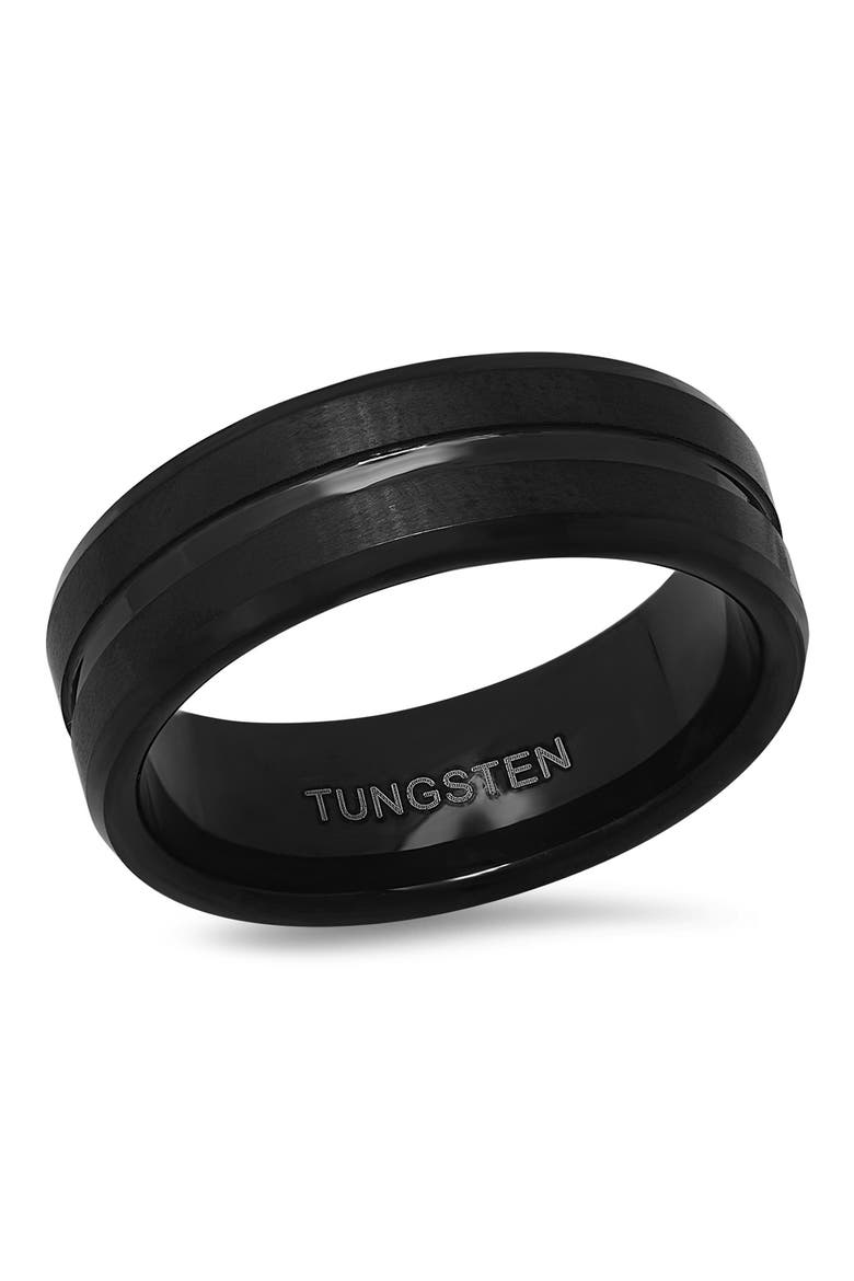 Black IP Tungsten Accented Ring, Main, color, BLACK