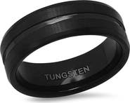 HMY JEWELRY Black IP Tungsten Accented Ring