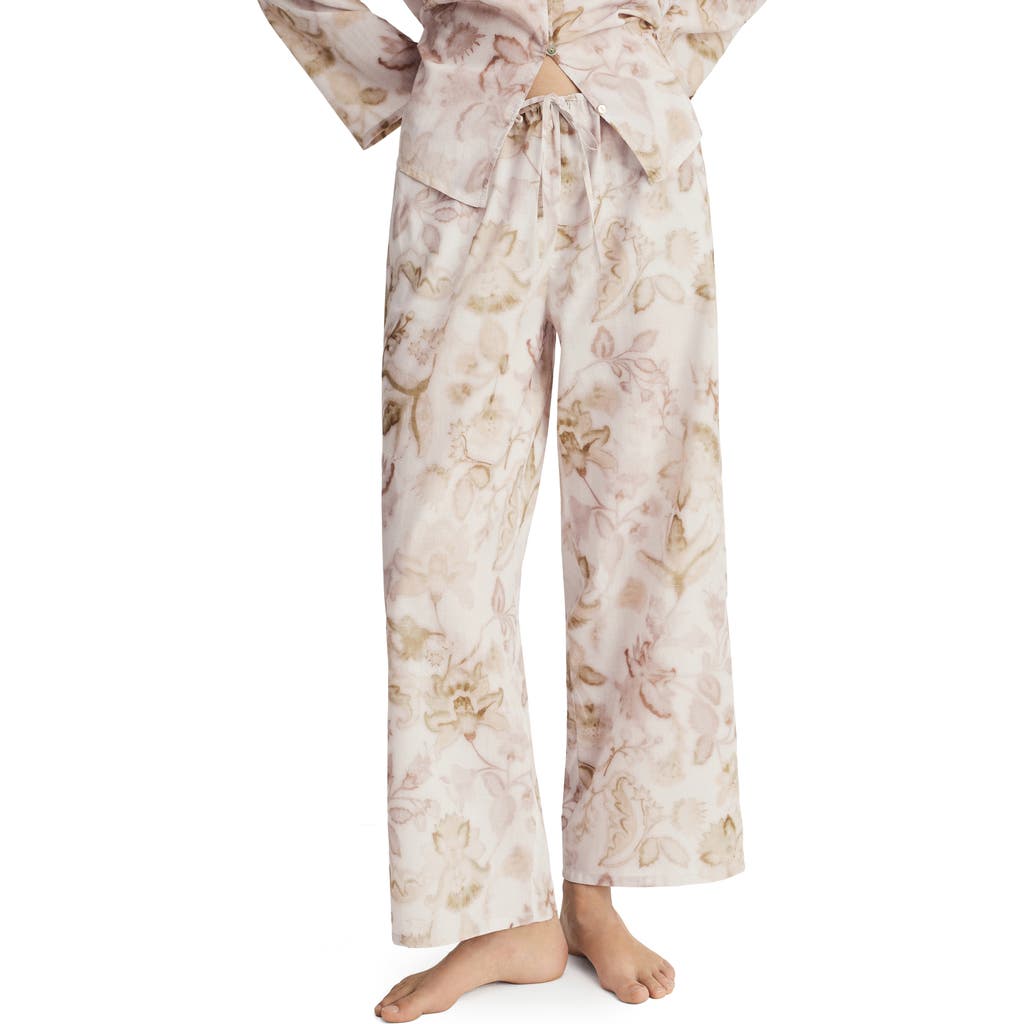 Mango Floral Pajama Pants In Light/pastel Grey