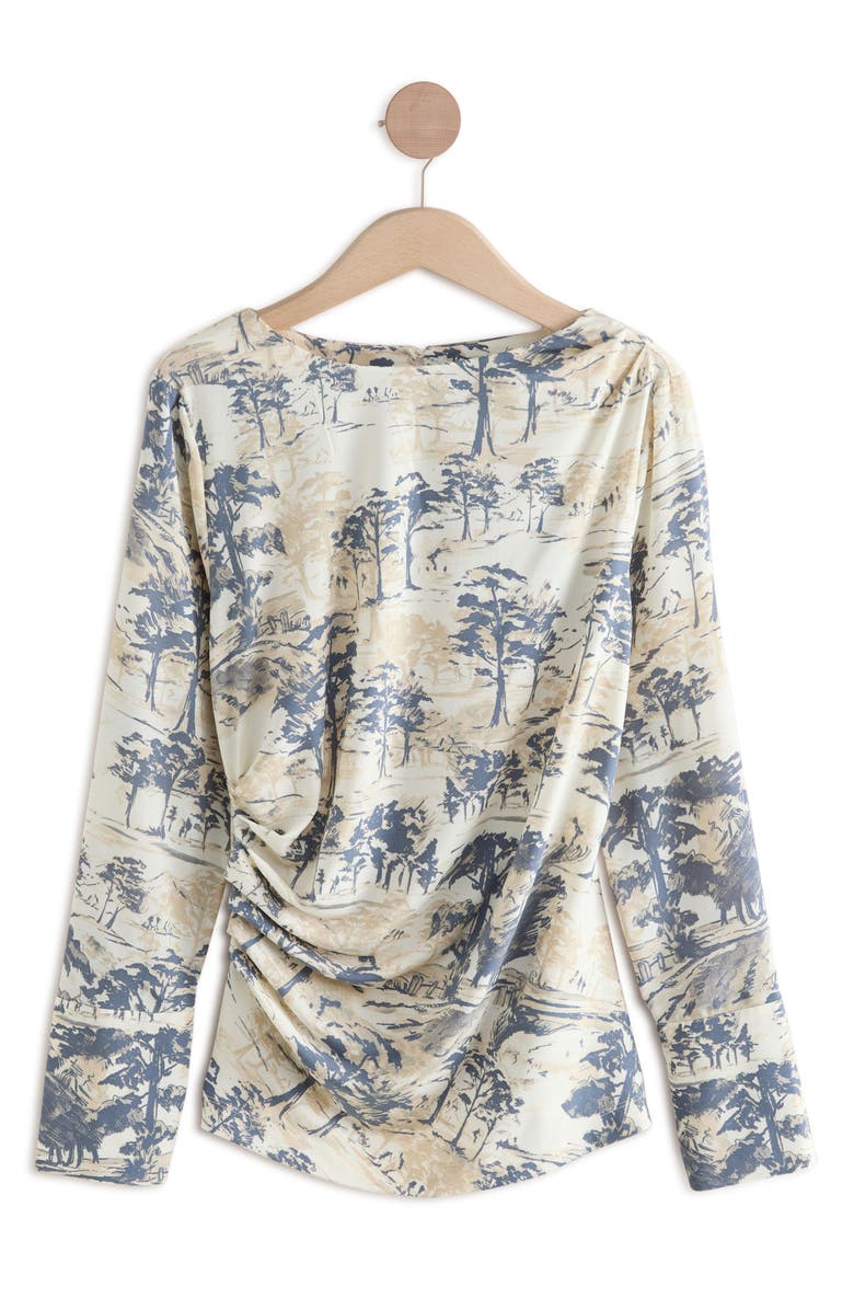 NEXT Tree Print Long Sleeve Ruched Detail Blouse, Alternate, color, White