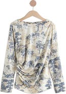 NEXT Tree Print Long Sleeve Ruched Detail Blouse