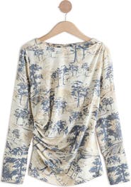 NEXT Tree Print Long Sleeve Ruched Detail Blouse