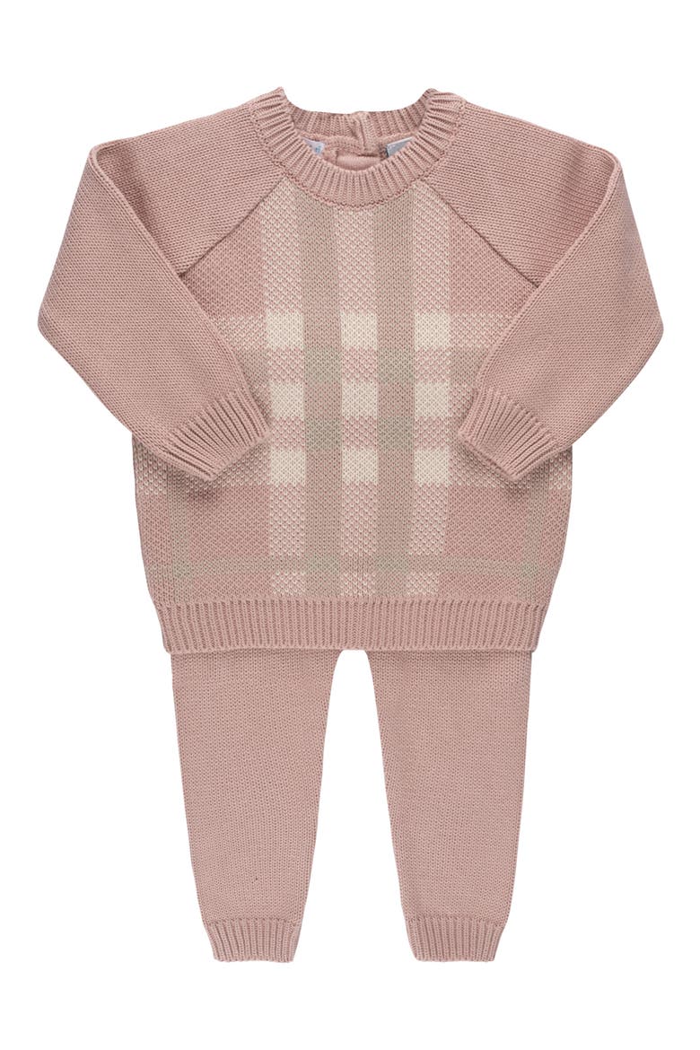 Plaid Cotton Sweater & Pants Set, Main, color, MAUVE