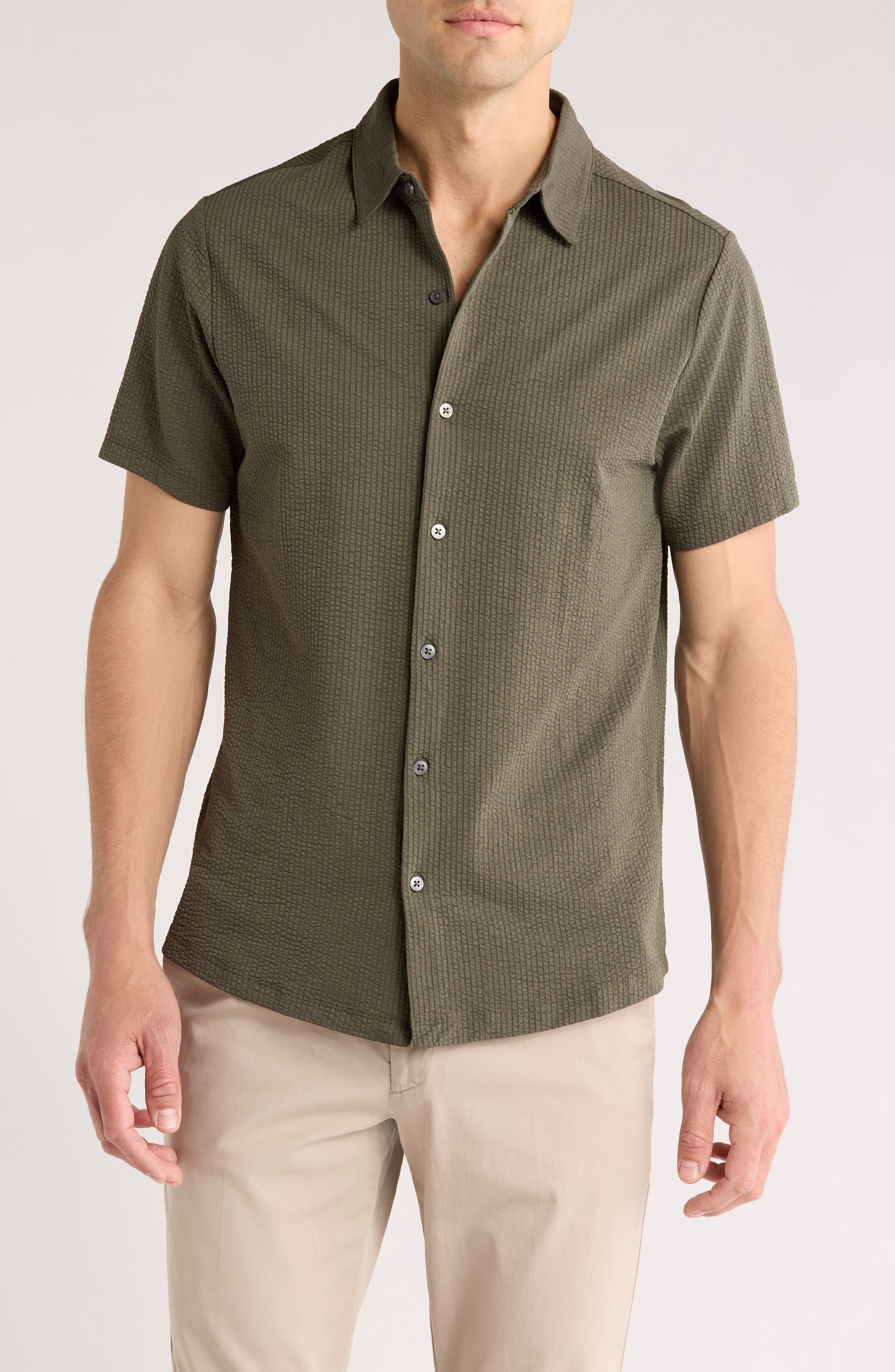 Robert Barakett Manny Short Sleeve Knit Button-Up Shirt