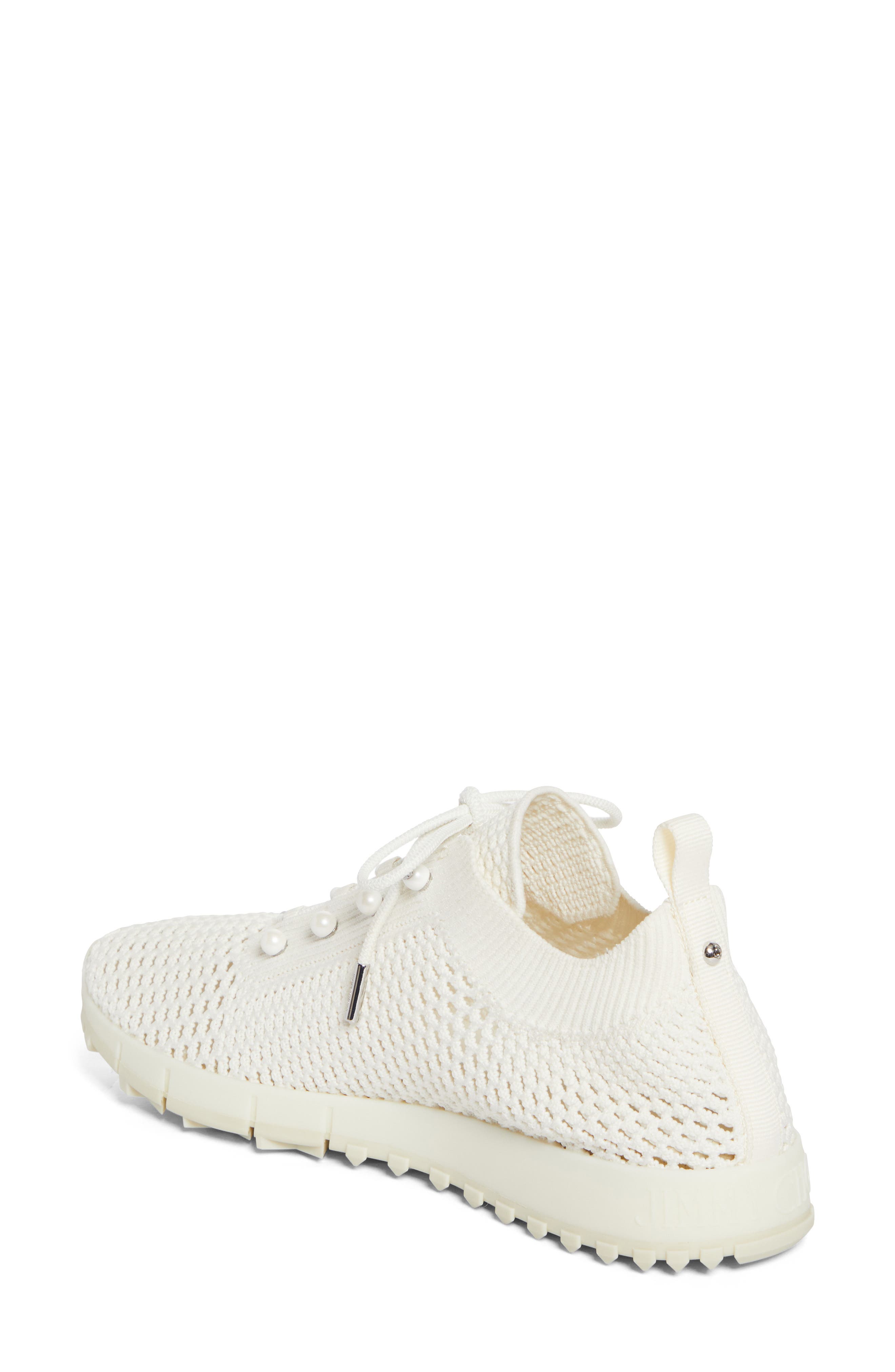 Jimmy Choo Veles Imitation Pearl Open Stitch Knit Sneaker, Alternate, color, X Latte Mix