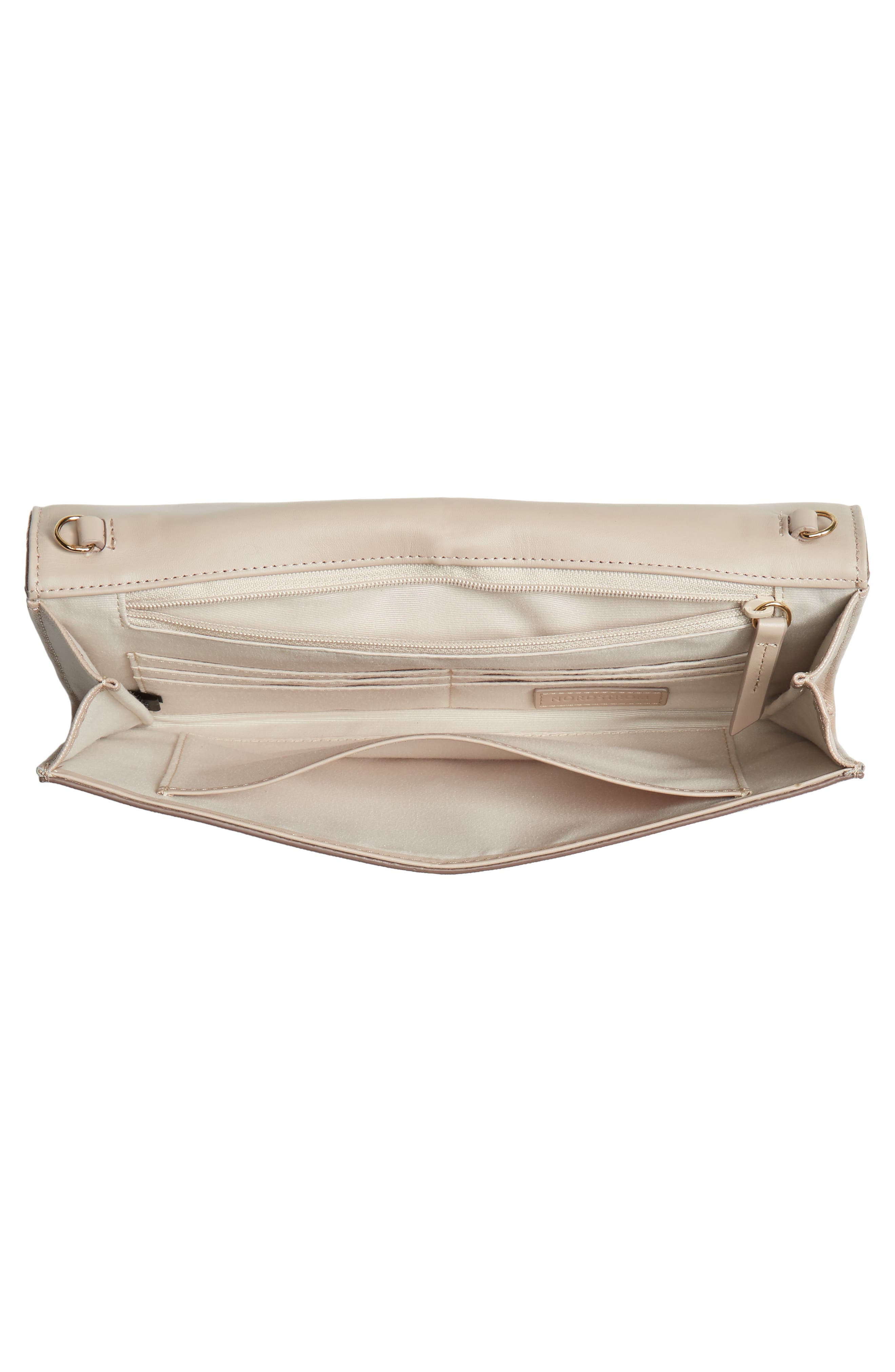 Selena Leather Clutch, Alternate, color, GREY BARK