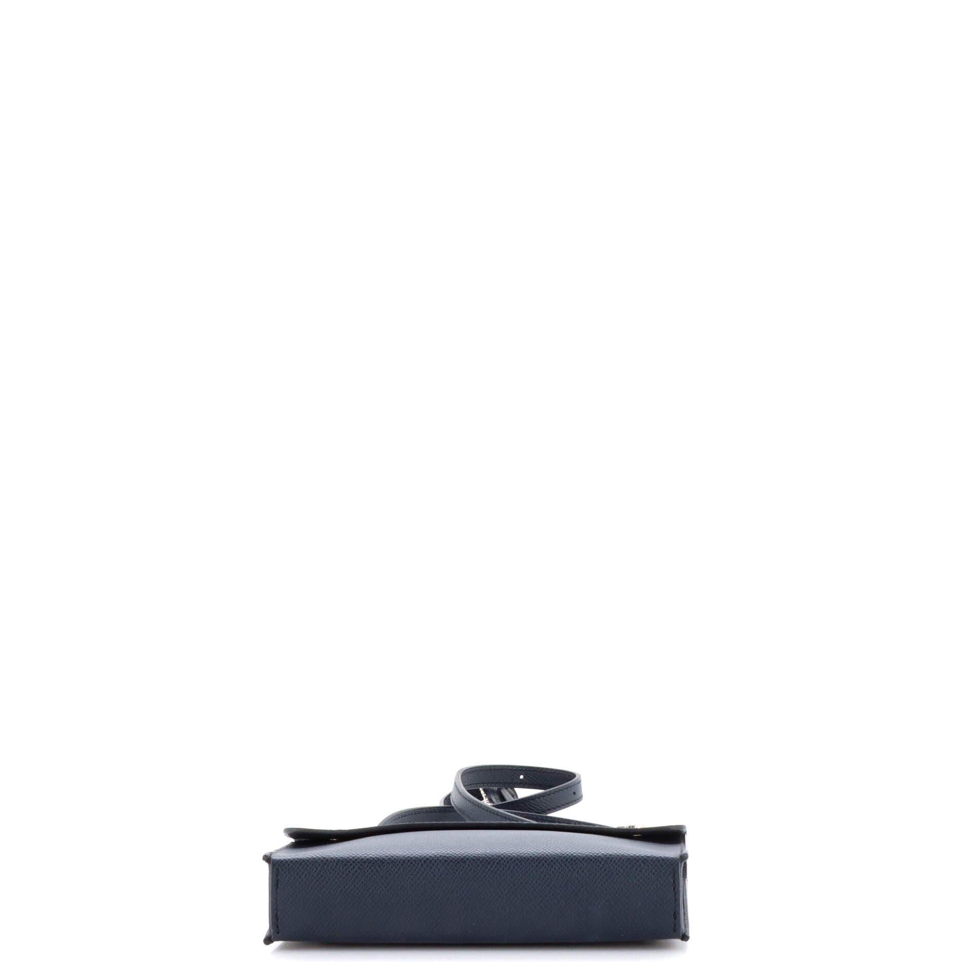 Pre-Owned Hermes Double Snap Pochette Crossbody Epsom, Alternate, color, Bleu Indigo