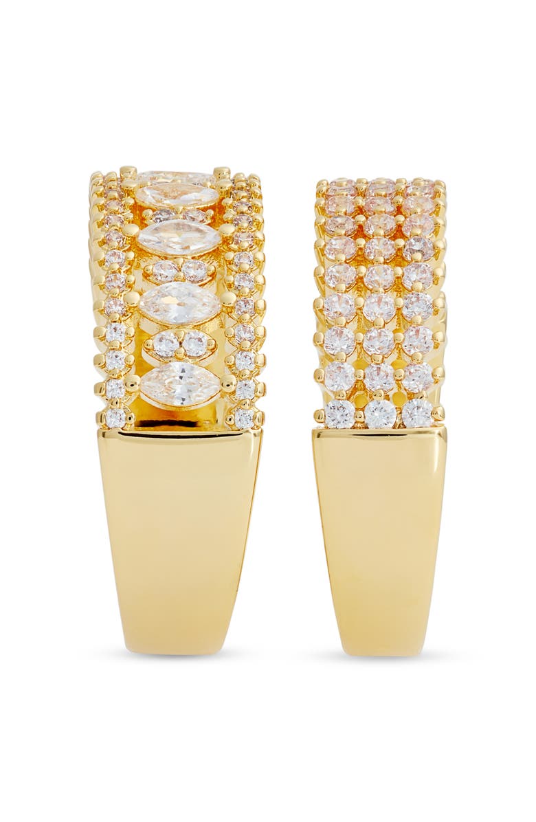 Nordstrom Set of 2 Cubic Zirconia Band Rings, Alternate, color, Clear- Gold