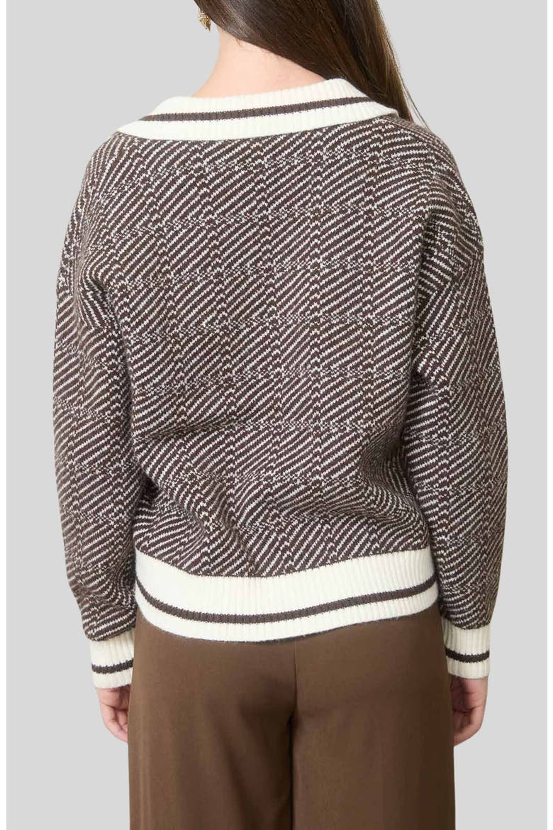 Split Johnny Collar Sweater, Alternate, color, BROWN
