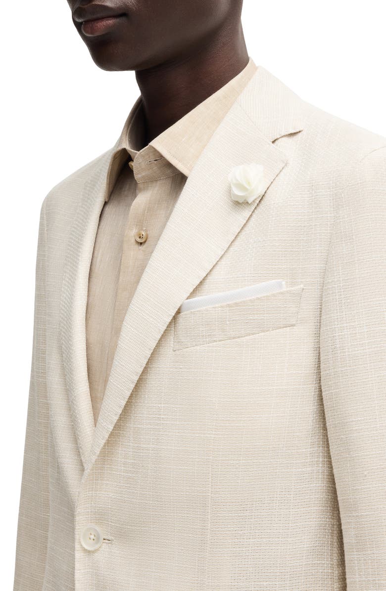 BOSS Hanry Slim Fit Slub Wool & Cotton Blend Sport Coat, Alternate, color, Open White