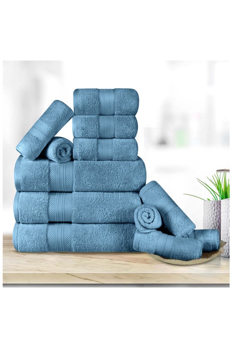 Aria 12-Piece Turkish Cotton Towel Set, Alternate, color, DENIM BLUE