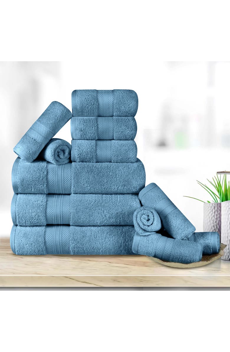 Superior Aria 12-Piece Turkish Cotton Towel Set, Alternate, color, Denim Blue