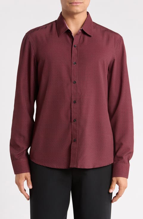 Printed Long Sleeve Stretch Shirt