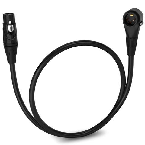 1.5 ft Right Angle XLR Cable, Male to Female, 3 Pin Microphone Cable
