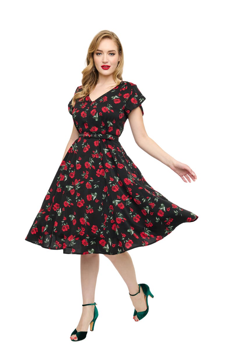 Unique Vintage 1940s Tulip Sleeve Swing Dress, Main, color, 
