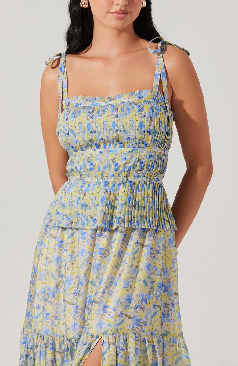 ASTR the Label Ethelind Floral Tiered Sundress, Alternate, color, Blue Yellow Floral