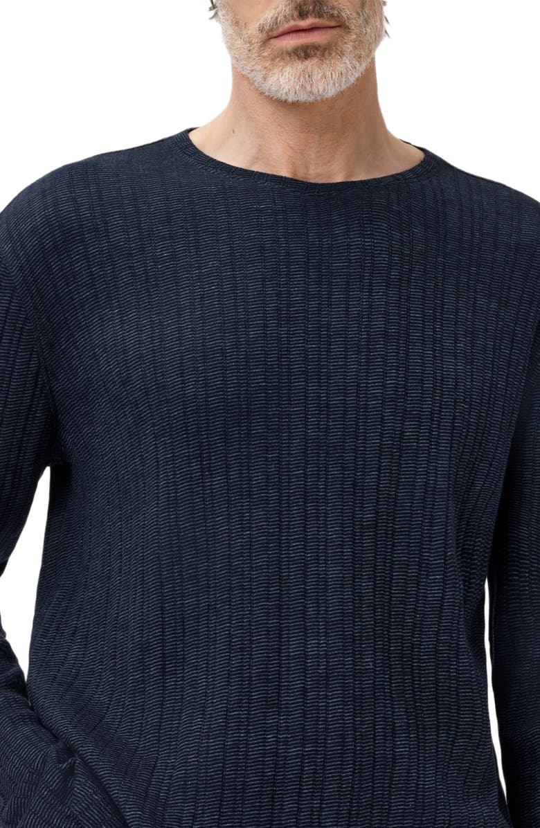 John Varvatos Fern Feeder Stripe Rib Long Sleeve T-Shirt, Alternate, color, Navy