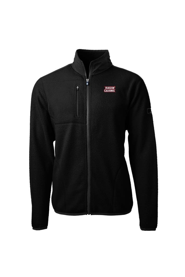 Men's Cutter & Buck Black Louisiana Ragin' Cajuns Team Logo Cascade Eco Sherpa Fleece Full-Zip Jacket, Alternate, color, Black