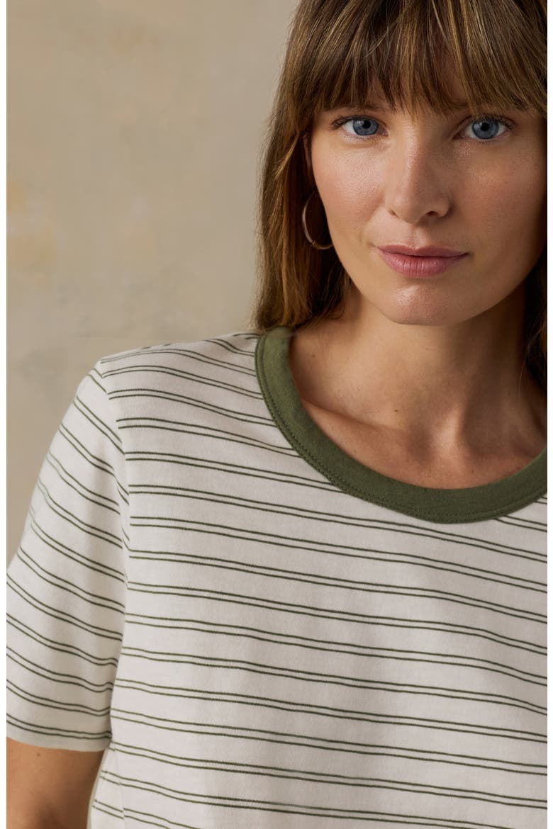 Sunwashed Essential Cotton T-Shirt, Alternate, color, FOUR LEAF CLOVER MINI STRIPE