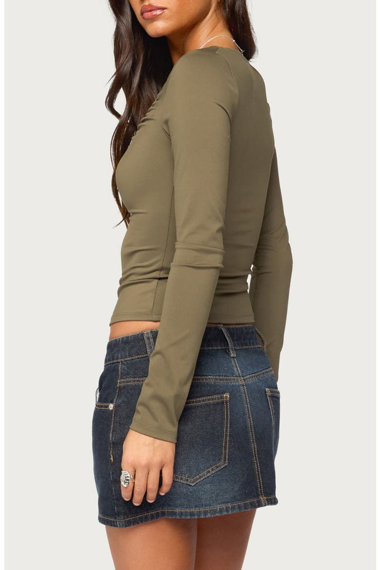 Blyss Curved U Long Sleeve Top, Alternate, color, OLIVE