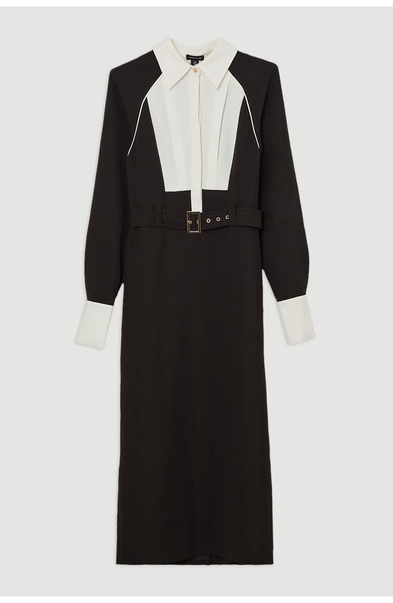 Karen Millen Twill Collared Woven Midi Dress, Alternate, color, Mono