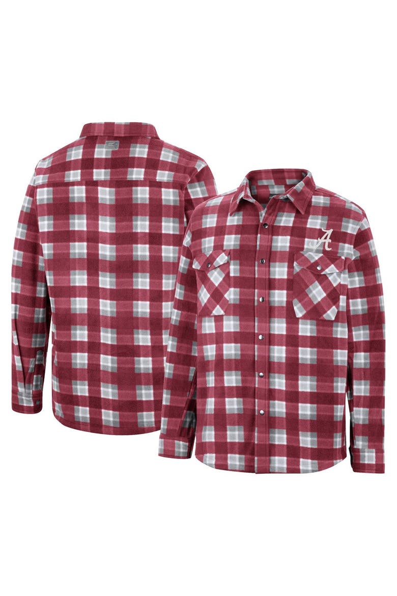 Men's Colosseum Crimson/White Alabama Crimson Tide Ellis Plaid Full-Snap Shirt Jacket, Main, color, Crimson