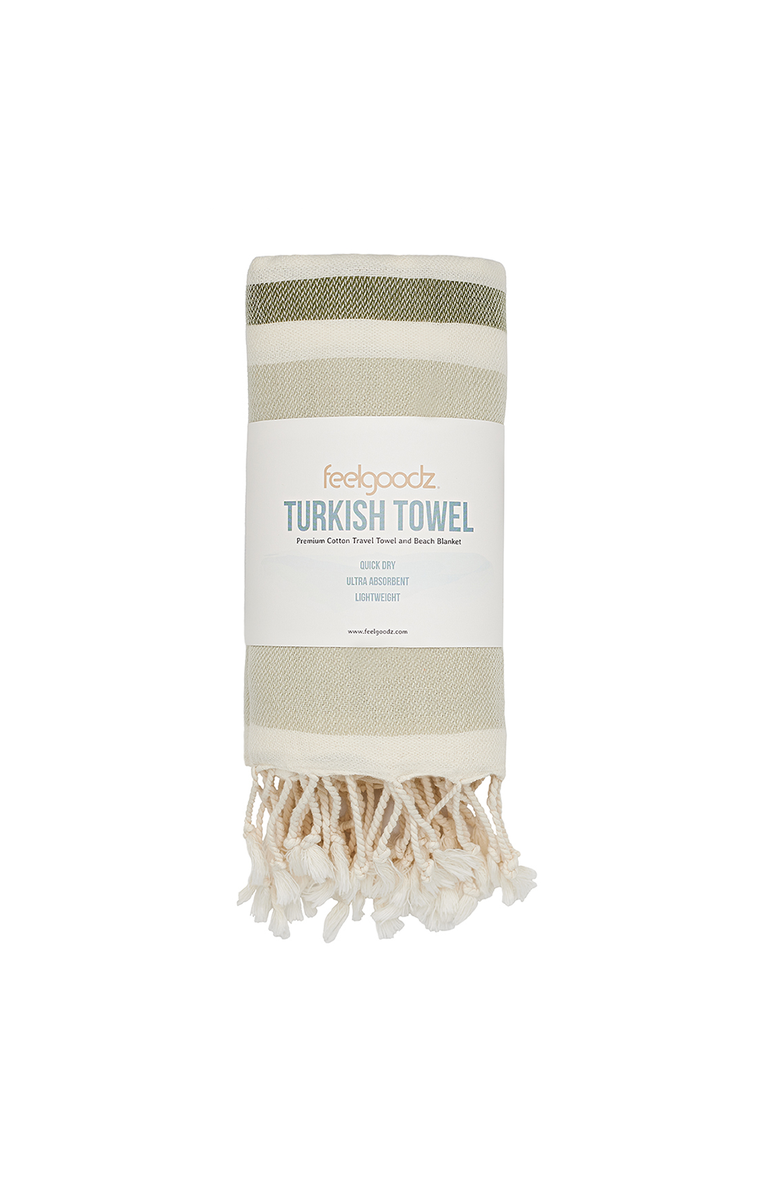 Feelgoodz Artisan Crafted Cotton Turkish Towel Beach Bath, Alternate, color, Sage