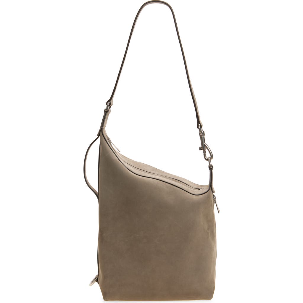 Tod's Meda Nubuck Leather Shoulder Bag In Gray