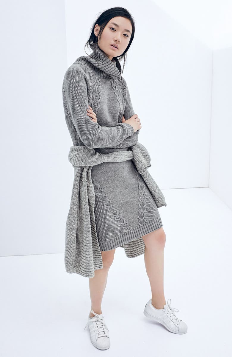 Eliza J Cable Knit Sweater Dress, Alternate, color,