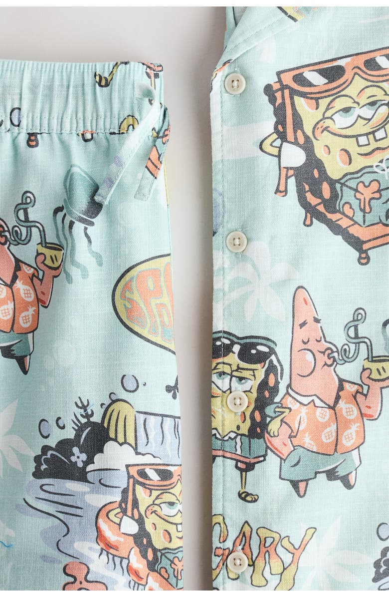 H&M 2-piece Printed Cotton Set, Alternate, color, Turquoise/Spongebob