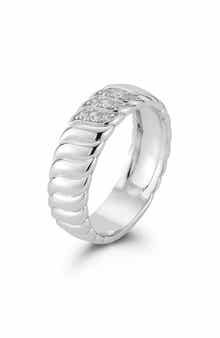 Cubic Zirconia Ribbed Band Ring